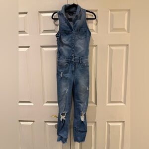 Bebe Light Blue Denim Jumpsuit